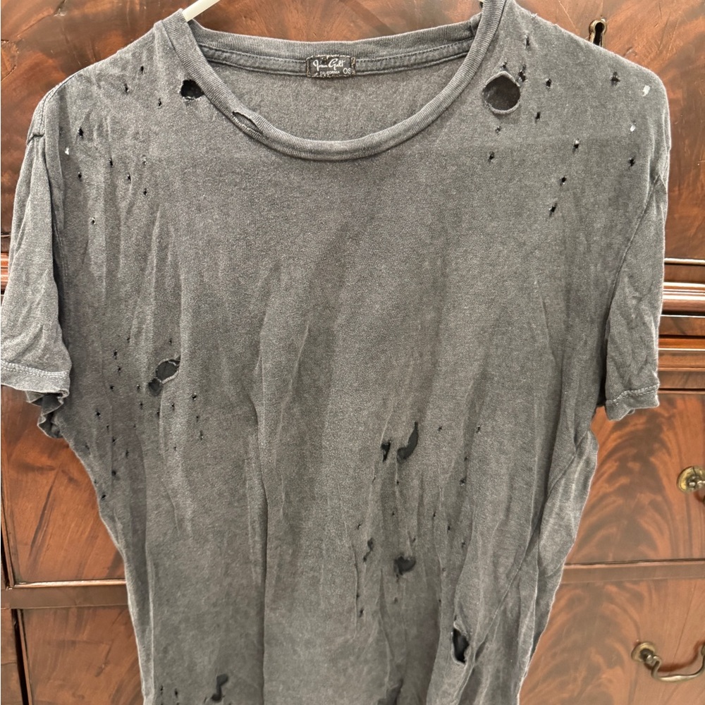 Brandy Melville John Galt OS Distressed Black Tee